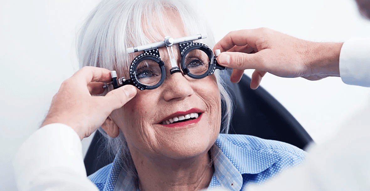 A lady getting her eyes tested at Bryanpark Optometrists