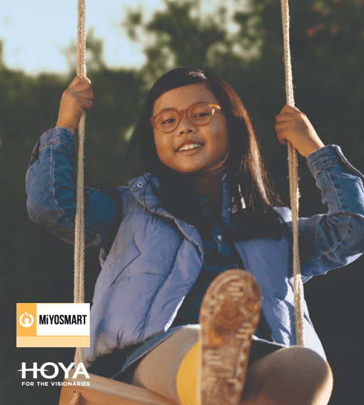 Young girl confidently attending school with myopia under control