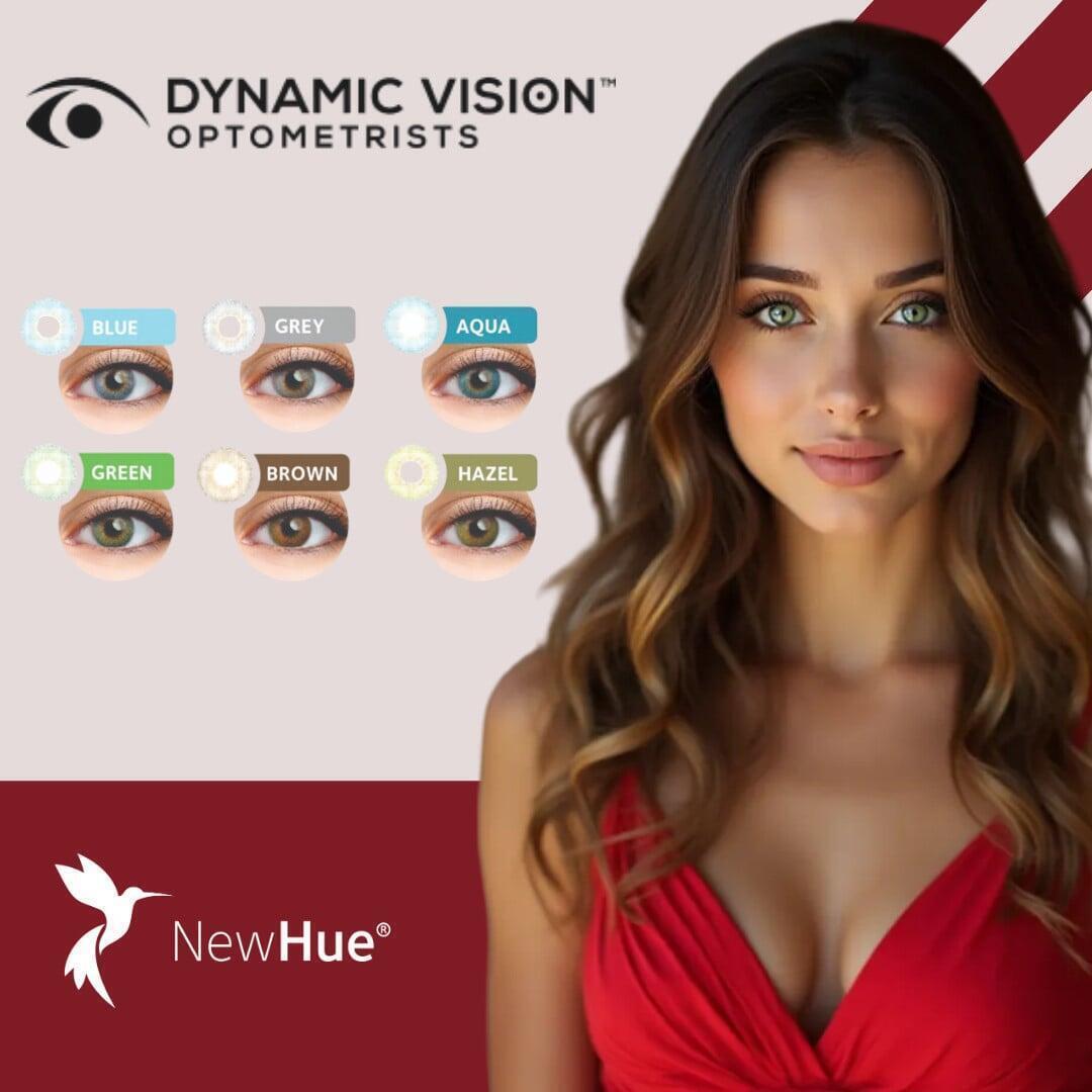 The NewHue colour contact lens matric farewell special offer promo banner.