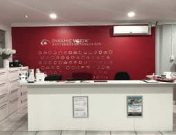 The reception area at Dynamic Vision Optometrists in Hartenbos