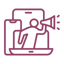 Icon symbolising marketing support, national campaigns, and social media for optometry practices