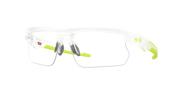 Oakley BiSphaera sports frame in clear with volt accents, ready for prescription lenses