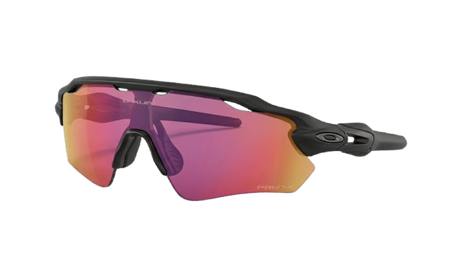 Oakley Radar EV Path sunglasses with a green-tinted Prizm Field lens in matte black