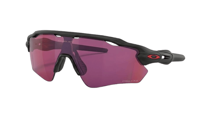 Oakley Radar EV Path sports sunglasses with a pink Prizm Road lens in matte black