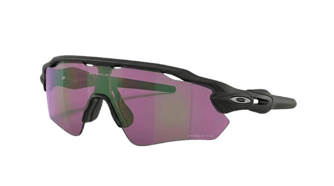 Oakley Radar EV Path sunglasses with a rose-tinted Prizm Trail lens in matte black